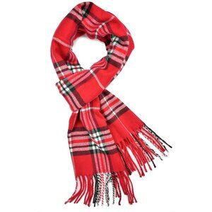 Men and Womend Red Plaid Winter Cashmer Scarf Soft Luxurious Plum Feathers